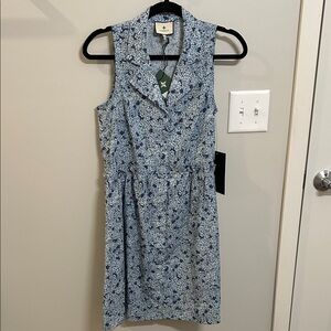 Tuckernuck Hydrangea Sleeveless Royal Shirt Dress NWT